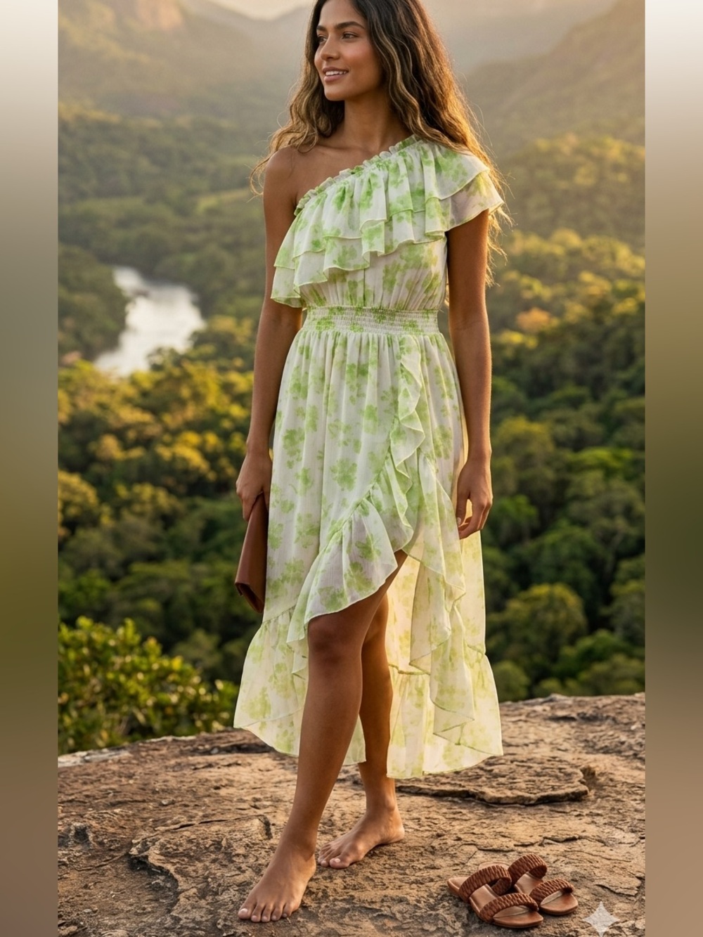 NWT Misa Los Angeles Misa Rumi Midi Dress in Honeydew Blossom small